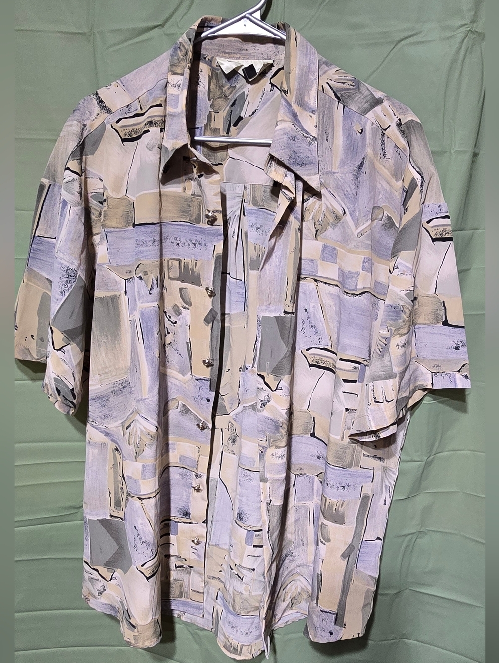 Abstract Brushstroke Short-Sleeve Button-Down Shirt